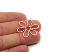 Copper Flower Charm, 2 Raw Copper Flower Charms With 1 Loop, Earring Findings (32x27x0.80mm) SMP2848