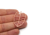 Copper Leaf Charm, 2 Raw Copper Leaf Charms With 1 Loop, Earring Charms, Findings (43x25x0.80mm) SMP2844