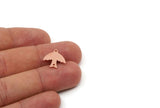 Copper Bird Charm, 4 Raw Copper Bird Charms With 2 Holes, Connector Findings, Earring Charms (15x15x0.80mm) SMP2862