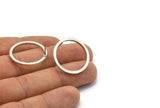 Silver Circle Earring, 4 Antique Silver Plated Brass Circle Stud Earrings (25x2x2mm) E009 A1932