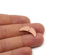 Copper Moon Charm, 6 Raw Copper Crescent Moon Charms With 2 Holes, Earring Finding (13x23x0.80mm) SMP2864