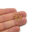 Brass Monstera Charm, 6 Raw Brass Monstera Leaf Shaped Charms, Pendant, Earring Findings (24x16.5x0.80mm) SMP2874