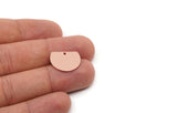 Semi Circle Charm, 6 Raw Copper Half Moon Charms With 1 Hole, Stamping Tag, Earring Charms, Findings (14x18x0.80mm) SMP2839