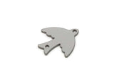 Steel Bird Charm, 24 Stainless Steel Bird Charms With 2 Holes, Connector Findings, Earring Charms (15x15x0.80mm) SMP2862
