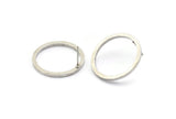 Silver Circle Earring, 4 Antique Silver Plated Brass Circle Stud Earrings (25x2x2mm) E009 A1932