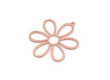 Copper Flower Charm, 2 Raw Copper Flower Charms With 1 Loop, Earring Findings (32x27x0.80mm) SMP2848