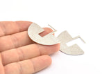 Geometric Earring Findings, 2 Silver Tone Semi Circle Textured Earring Findings (30x40x1mm) BS 1962 H0526