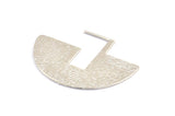 Geometric Earring Findings, 2 Silver Tone Semi Circle Textured Earring Findings (30x40x1mm) BS 1962 H0526