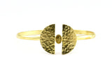 Brass Geometric Cuff, 1 Raw Brass Geometric Cuff Stone Setting With 1 Pad -  Pad Size 6x4mm R068