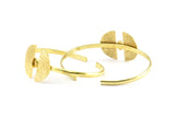 Brass Geometric Cuff, 1 Raw Brass Geometric Cuff Stone Setting With 1 Pad -  Pad Size 6x4mm R068