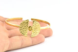 Brass Geometric Cuff, 1 Raw Brass Geometric Cuff Stone Setting With 1 Pad -  Pad Size 6x4mm R068