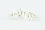 Silver Ring Settings, 925 Silver Moon And Sun Ring With 1 Stone Setting - Pad Size 6mm R052