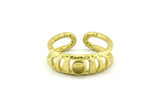Brass Ring Settings, 3 Raw Brass Moon Phases Ring With 1 Stone Setting - Pad Size 4mm V134