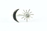 Silver Ring Settings, 925 Silver Moon And Sun Ring With 1 Stone Setting - Pad Size 6mm R052