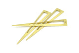 Open Triangle Charm, 12 Raw Brass Triangle Charms With 1 Hole (60x10x0.80mm) B0212