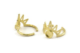 Brass Ring Setting, 2 Raw Brass King Crown Adjustable Rings With 1 Stone Settings - Pad Size 6mm N1278