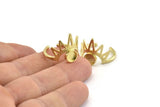 Brass Ring Setting, 2 Raw Brass King Crown Adjustable Rings With 1 Stone Settings - Pad Size 6mm N1278