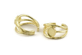 Brass Ring Setting, 2 Raw Brass Adjustable Rings With 1 Stone Settings - Pad Size 8x6mm N1264