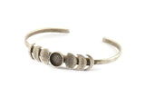 Silver Moon Cuff, Antique Silver Plated Brass Moon Phases Cuff Stone Setting With 1 Pad -  Pad Size 8mm N1143 H1206