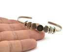 Silver Moon Cuff, Antique Silver Plated Brass Moon Phases Cuff Stone Setting With 1 Pad -  Pad Size 8mm N1143 H1206