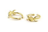 Brass Ring Settings, 3 Raw Brass Moon And Planet Ring With 1 Stone Setting - Pad Size 6mm N1160