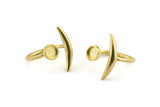 Brass Ring Settings, 10 Raw Brass Moon And Planet Ring With 1 Stone Setting - Pad Size 6mm N1283