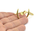 Brass Ring Settings, 10 Raw Brass Moon And Planet Ring With 1 Stone Setting - Pad Size 6mm N1283