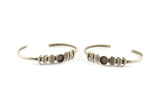 Silver Moon Cuff, Antique Silver Plated Brass Moon Phases Cuff Stone Setting With 1 Pad -  Pad Size 8mm N1143 H1206