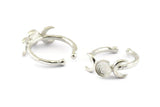 Silver Ring Settings,  925 Silver Moon And Planet Ring With 1 Stone Setting - Pad Size 6mm N1160