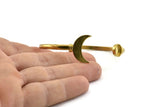 Brass Moon Cuff,  Raw Brass Moon And Planet Cuff Stone Setting With 1 Pad -  Pad Size 8mm N0981