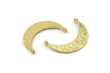 Gold Moon Pendant, 2 Hammered Gold Plated Brass Crescent Moon Charms With 2 Loops (29.5x7.5x1mm) BS 1895