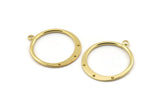 Altın Yuvarlak Charm, 1 Döngü ve 3 Delikli 2 Altın Kaplama Pirinç Yuvarlak Charm, Kolye Uçları (30 mm) E546