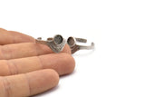 Silver Ring Settings, 4 Antique Silver Plated Brass Adjustable Sunrise Rings - Pad Size 6mm N0737