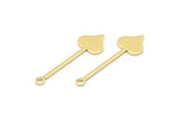 Brass Heart Charm, 24 Raw Brass Spade Charms With 1 Loop (30x9x0.80mm) M02044