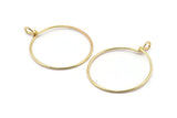 Altın Yuvarlak Charm, 1 Halkalı 2 Altın Kaplama Pirinç Tel Yuvarlak Charm, Küpeler, Kolye Uçları, Bulgular (62x50x1,5 mm) D1298