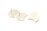 Silver Moon Earring, 4 Matte Silver Plated Brass Moon Stud Earrings With 1 Hole (28x21x0.80mm) M050 A1513