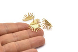 Gold Sun Earring, 4 Gold Plated Brass Sunshine Stud Earrings (21x14mm) N0711 Q0725