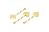 Brass Heart Charm, 24 Raw Brass Spade Charms With 1 Loop (30x9x0.80mm) M02044
