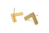 Gold Letter Earring, 6 Gold Plated Brass V Shape Stud Earrings (12x19x0.60mm) D1008 A1828