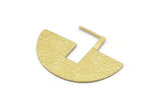 Geometric Earring Findings, 2 Raw Brass Semi Circle Textured Earring Findings  (30x40x1mm) BS 1962