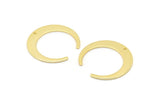 Gold Moon Charms, 2 Gold Plated Brass Crescent Moon Charms With 1 Hole, Pendants, Earrings, Findings (27.5x28.5x5x1mm) E069