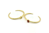 Brass Geometric Cuff, Raw Brass Geometric Cuff Stone Setting With 1 Pad -  Pad Size 8mm N1654