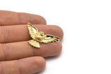 Gold Owl Pendant, 1 Gold Plated Owl Necklace Pendants (38x18mm) N0229 Q0397