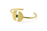 Brass Geometric Cuff, 1 Raw Brass Geometric Cuff Stone Setting With 1 Pad -  Pad Size 6x4mm R068