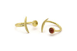 Brass Ring Settings, 12 Raw Brass Moon And Planet Ring With 1 Stone Setting - Pad Size 6mm V136