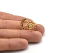 Gold Ring Settings, 1 Gold Plated Brass Moon And Sun Ring With 1 Stone Setting - Pad Size 6mm R052 Q0603