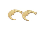 Gold Moon Charm, Gold Plated Brass Crescent Moon Charm With 1 Loop (32x1.2mm) N1512
