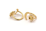 Gold Ring Settings, 1 Gold Plated Brass Moon And Sun Ring With 1 Stone Setting - Pad Size 6mm R052 Q0603