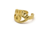 Brass Eye Ring, 2 Raw Brass Eye Ring With 1 Stone Settings - Pad Size 4mm N1792