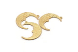 Gold Moon Charm, Gold Plated Brass Crescent Moon Charm With 1 Loop (32x1.2mm) N1512